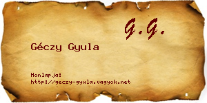 Géczy Gyula névjegykártya